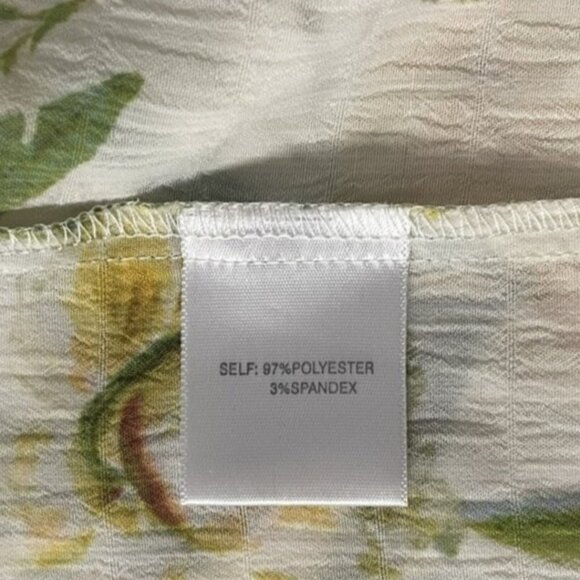 Rose + Olive Floral Blouse Top Cottagecore Yellow Red Green Tie Sleeves Size M - Picture 9 of 12